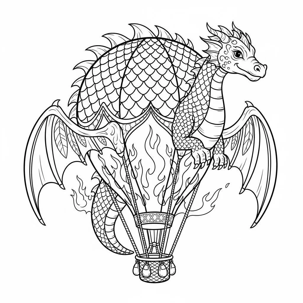Desenho-de-Balao-de-Dragao-para-Colorir Pagina da colorare di palloncini drago