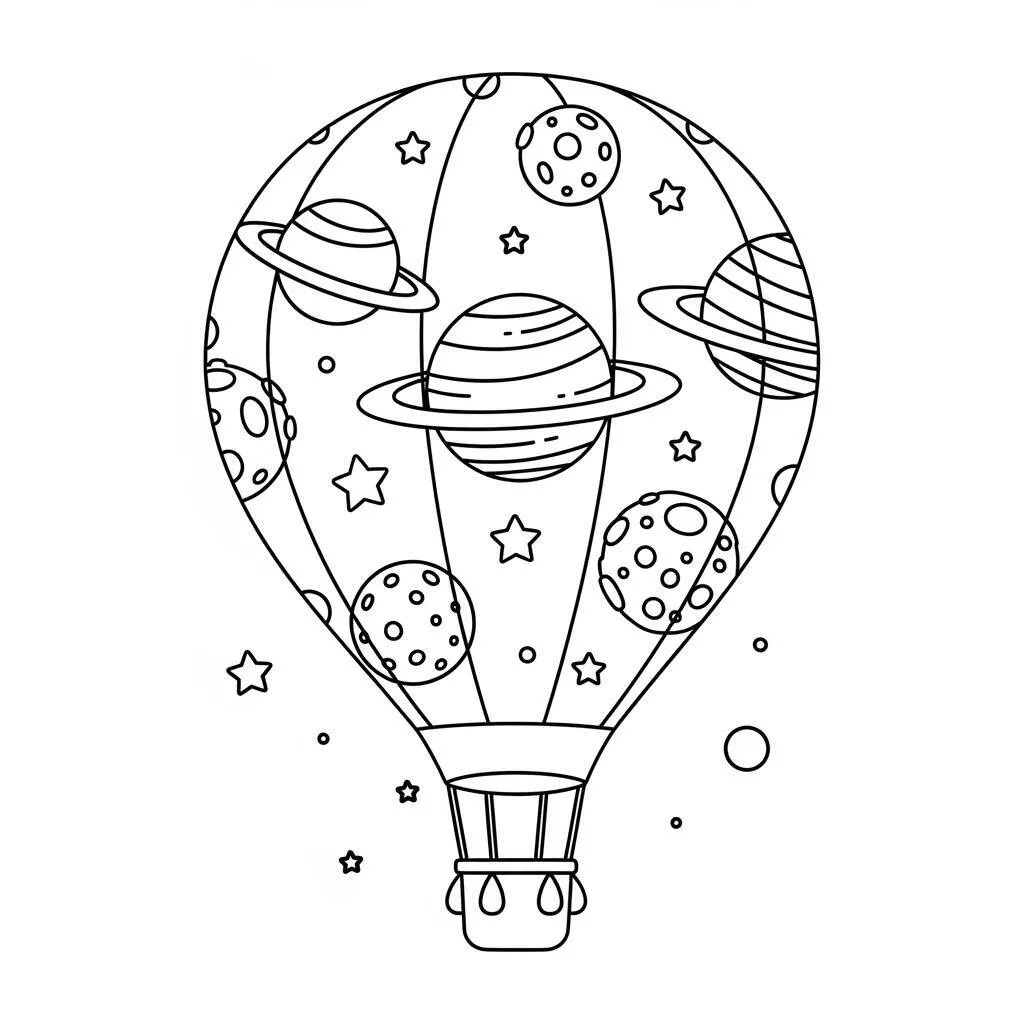 Desenho-de-Balao-de-Espaco-para-Colorir Pagina da colorare di palloncini spaziali