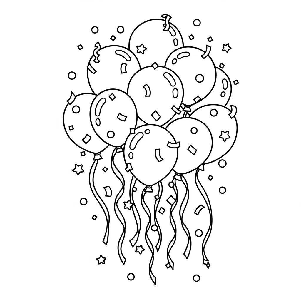 Desenho-de-Balao-de-Festa-para-Colorir Página para colorear de globos de fiesta