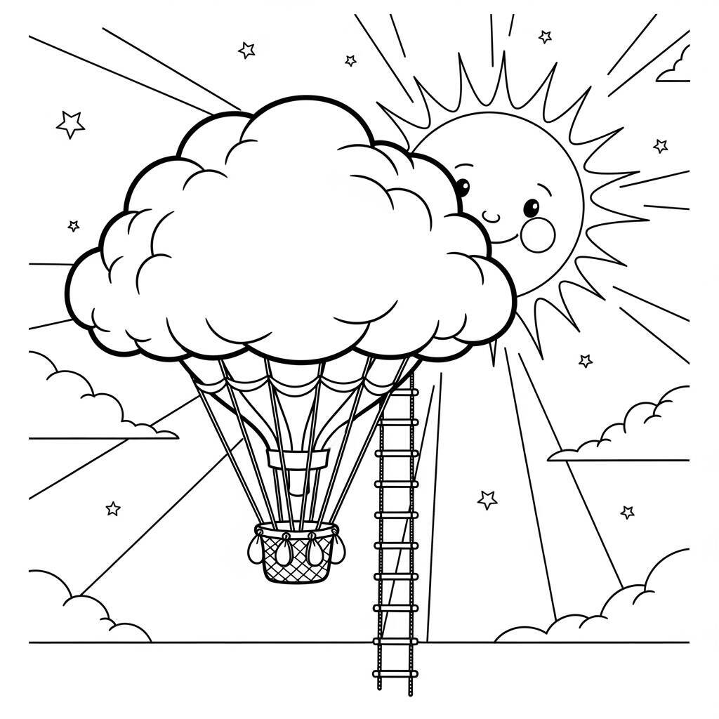 Coloriage ballon nuage