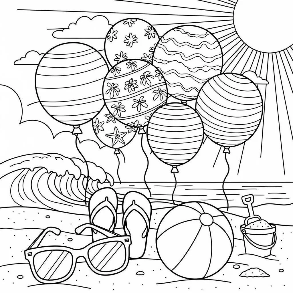 Desenho de Balão de Verão para Colorir