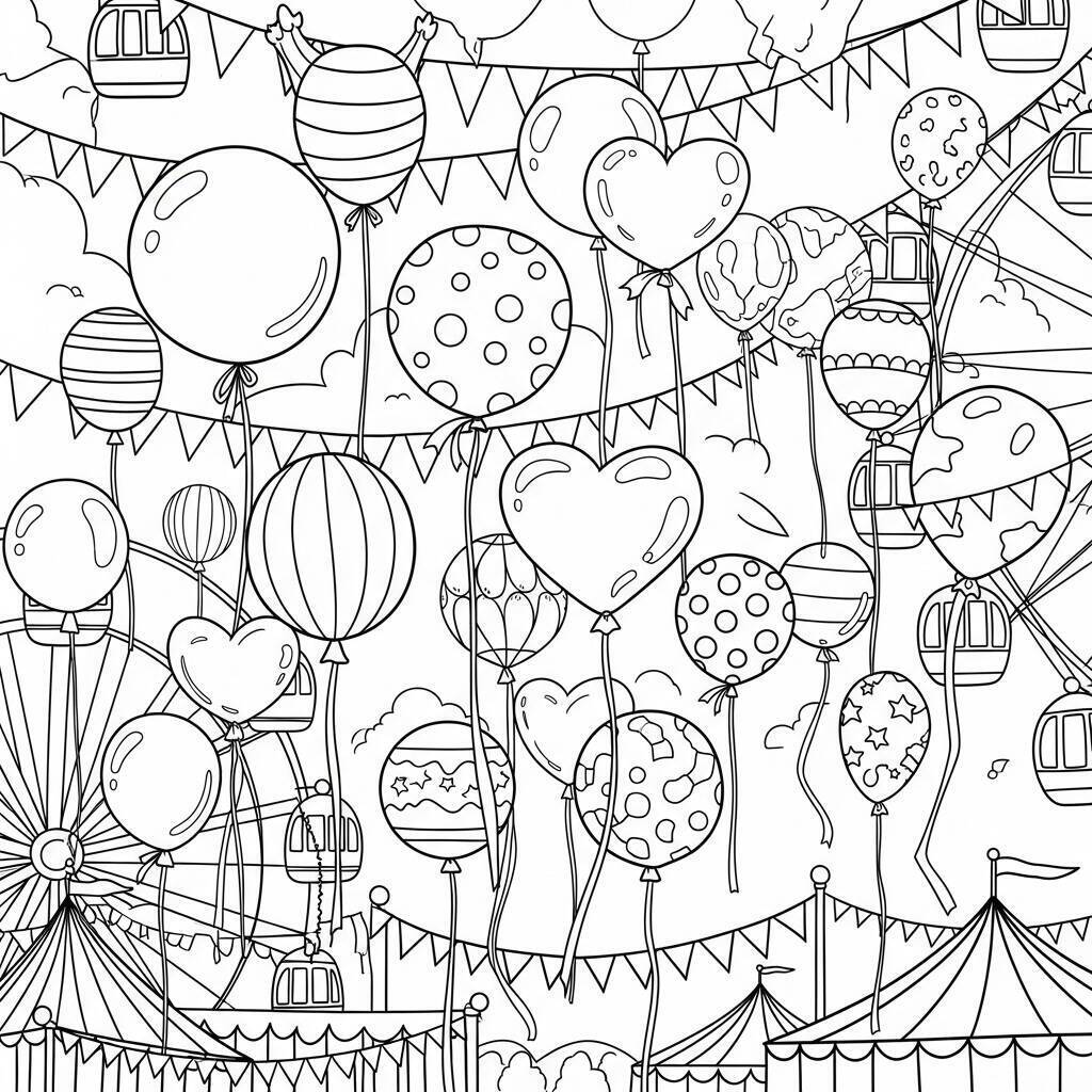 Desenho de Balões de Carnaval para Colorir