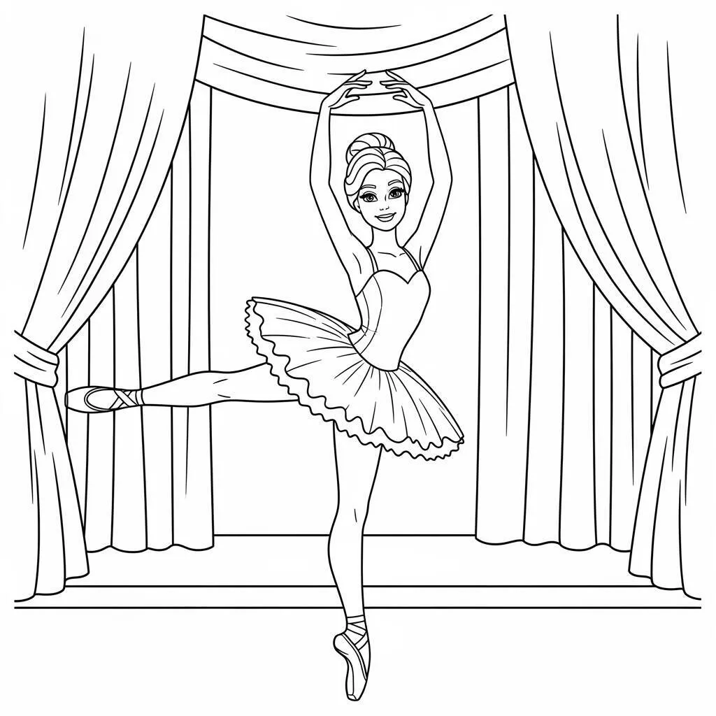 Desenho de Barbie Bailarina para Colorir