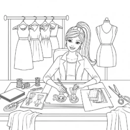 Desenho de Barbie Estilista para Colorir