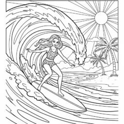 Desenho de Barbie Surfista para Colorir