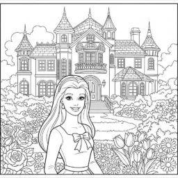Coloriage Barbie et sa maison de rêve