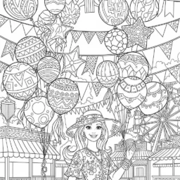Desenho de Barbie em um Festival para Colorir
