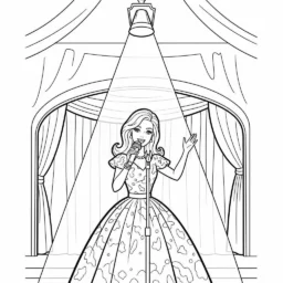 Coloriage Barbie dans un spectacle de talents