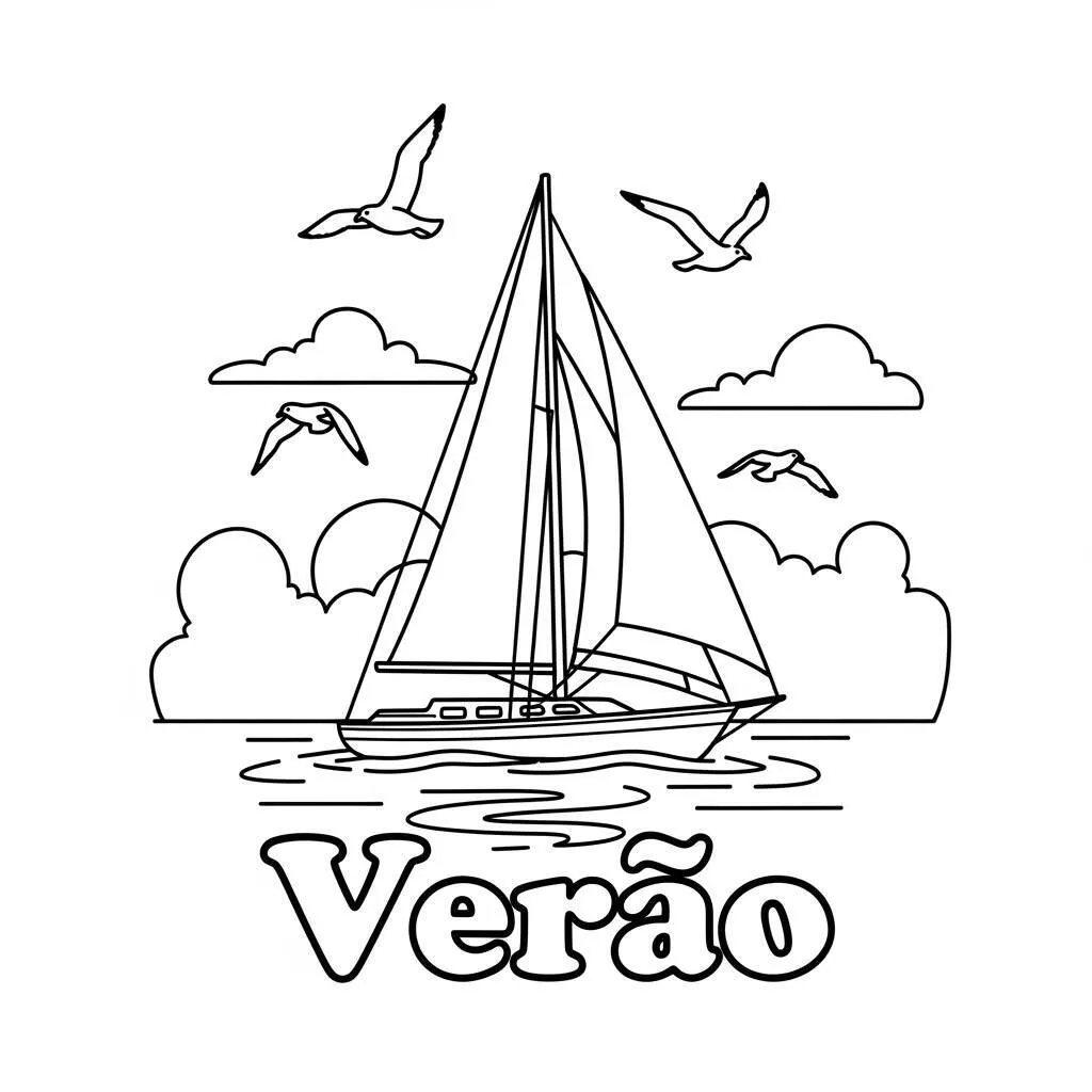 Desenho de Barco à Vela para Colorir