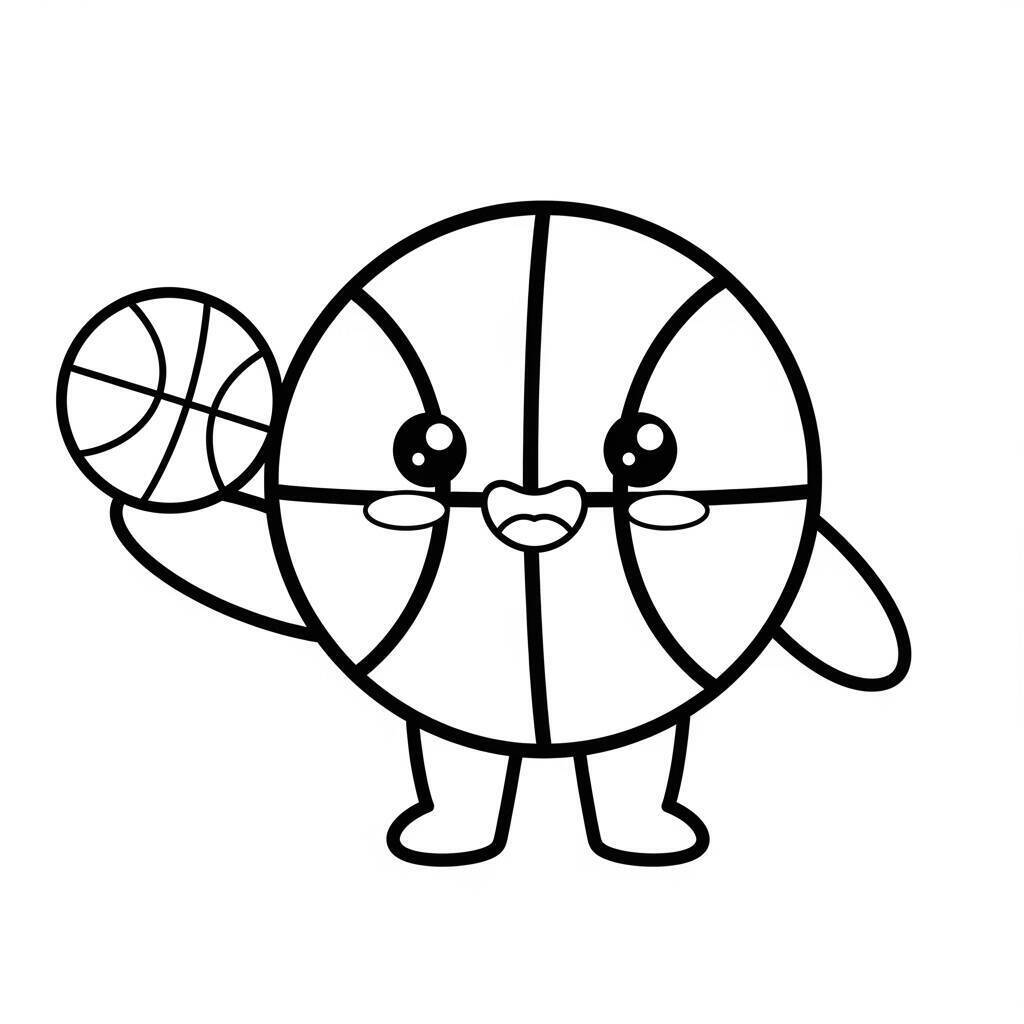 Coloriage de basket-ball Kawaii