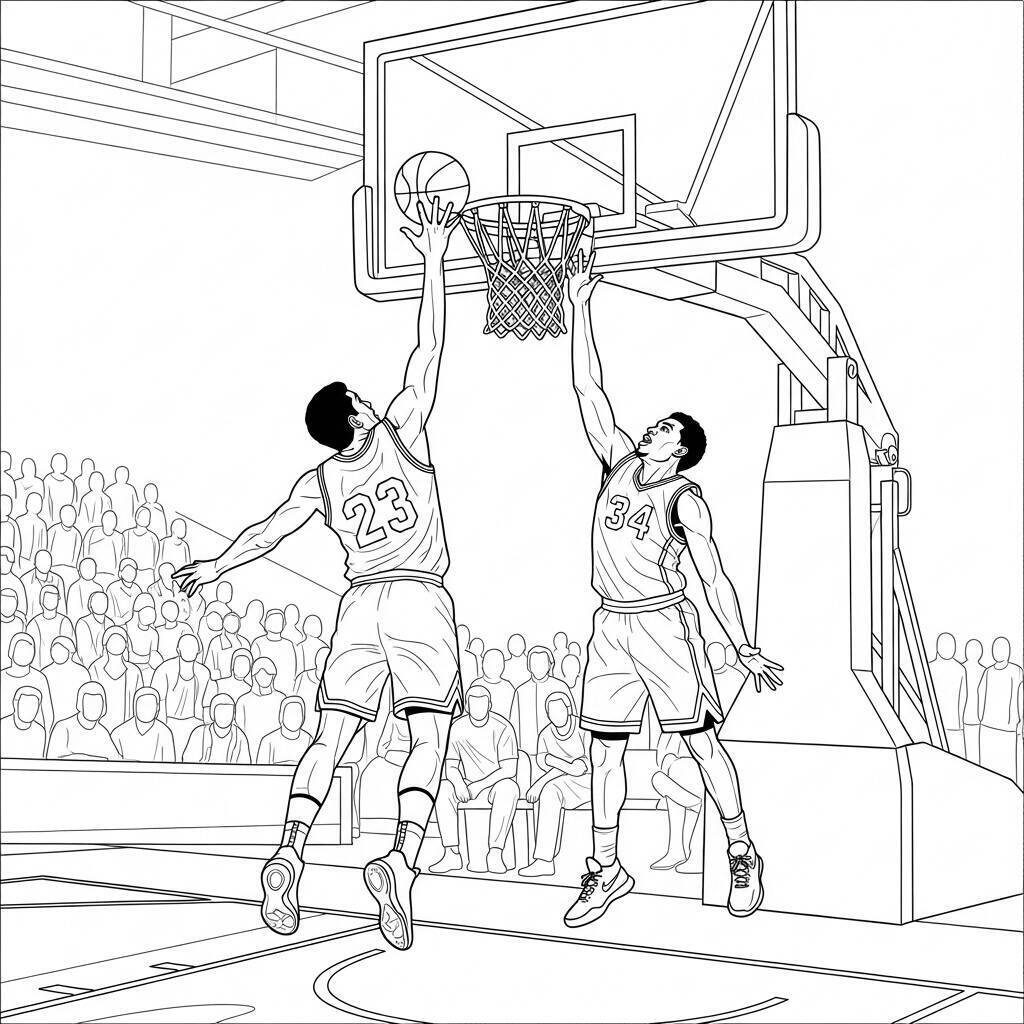 Coloriage de basket-ball réaliste