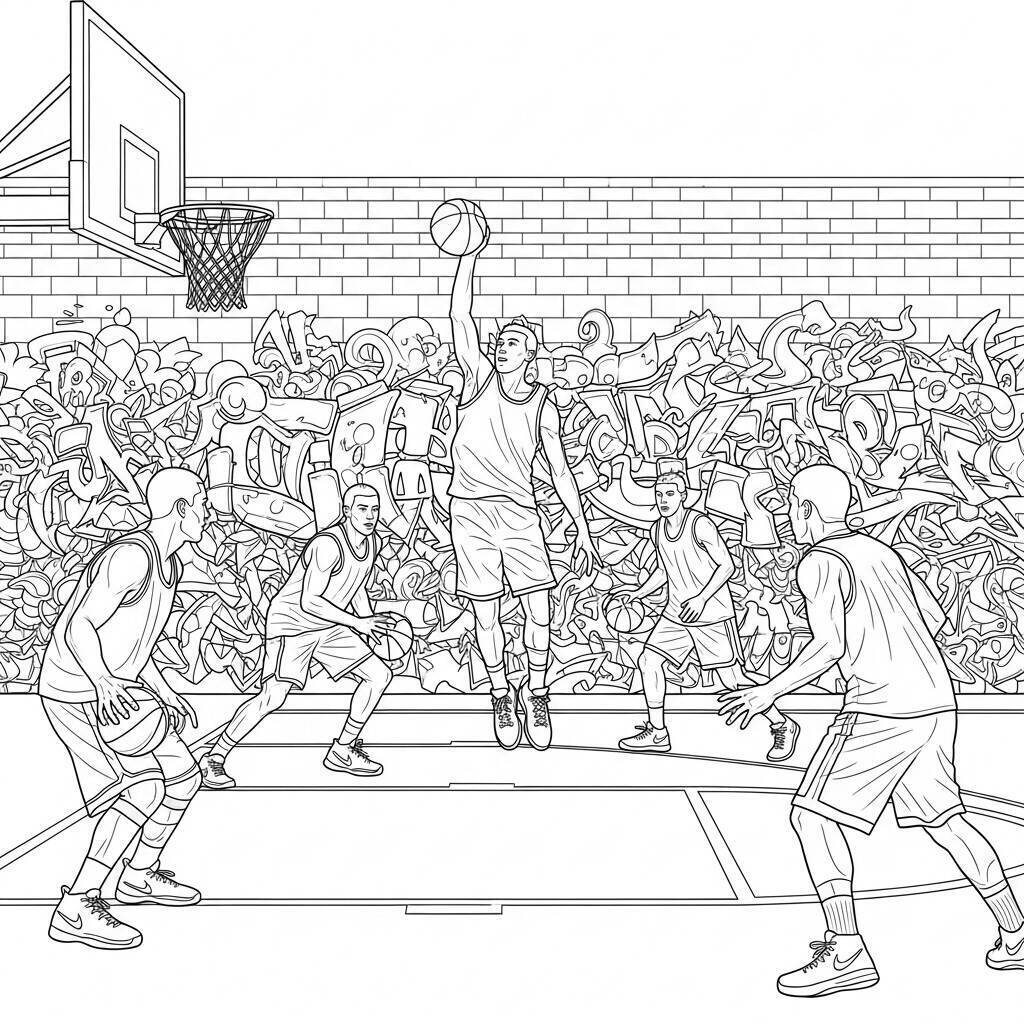 Coloriage de basket-ball de rue