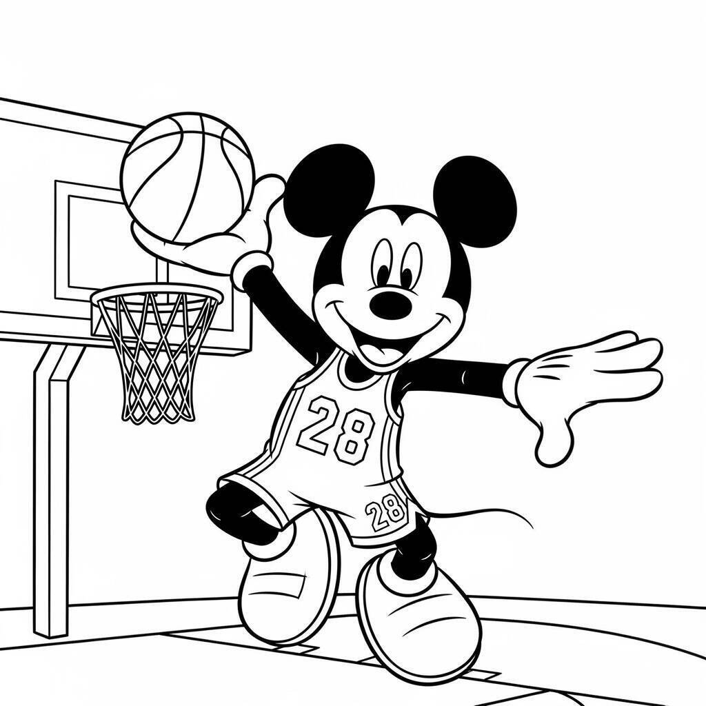 Coloriage Mickey Basket