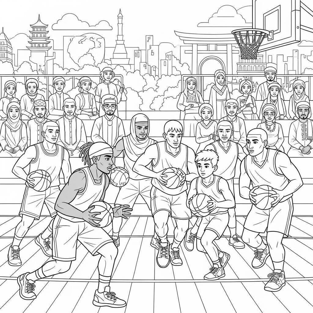 Coloriage Basket-ball et culture