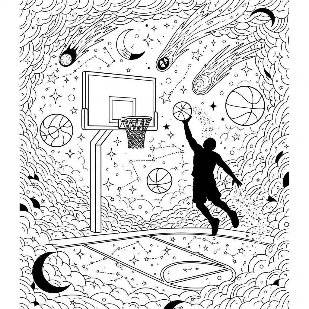 Coloriage Basket et rêves