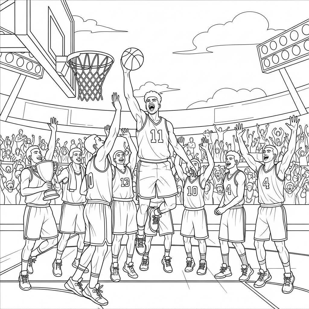 Coloriage de l’équipe de basket-ball