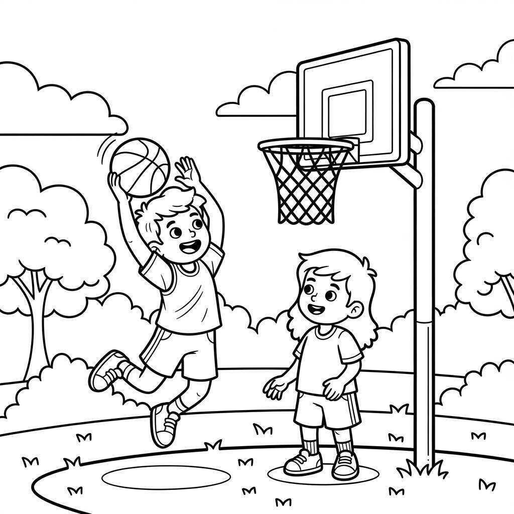 Coloriage de basket-ball pour les enfants