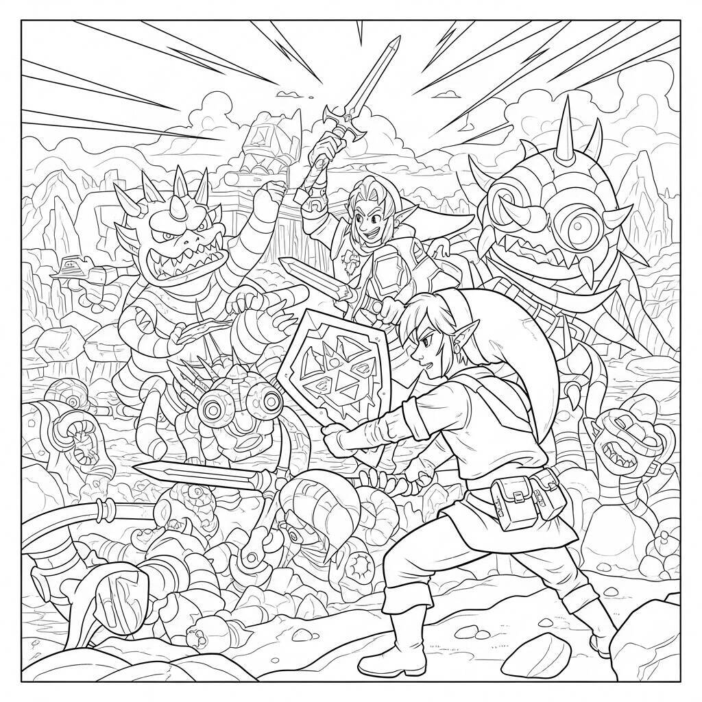Coloriage Zelda Epic Battle