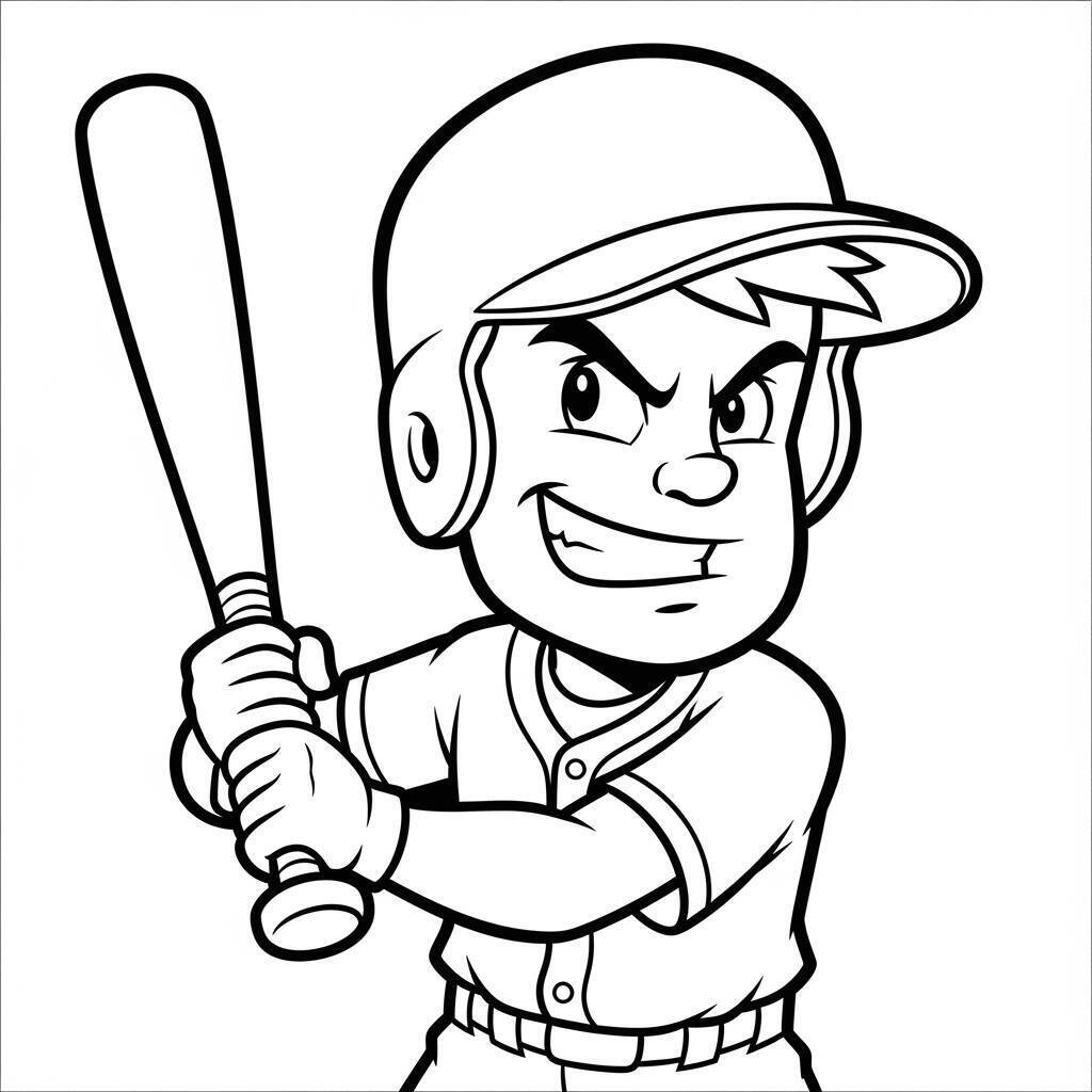 Desenho de Batedor de Beisebol para Colorir