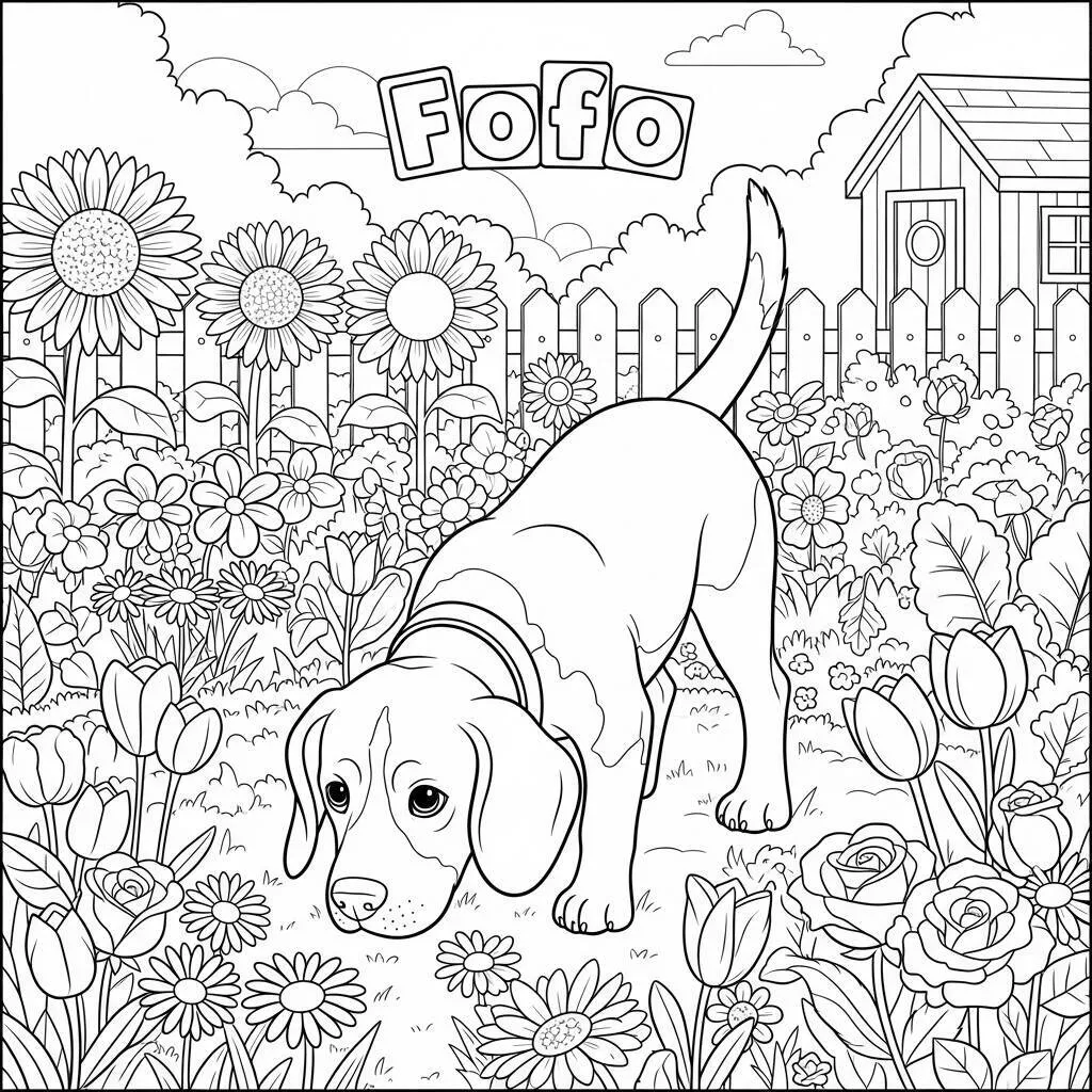 Desenho de Beagle Fofo para Colorir