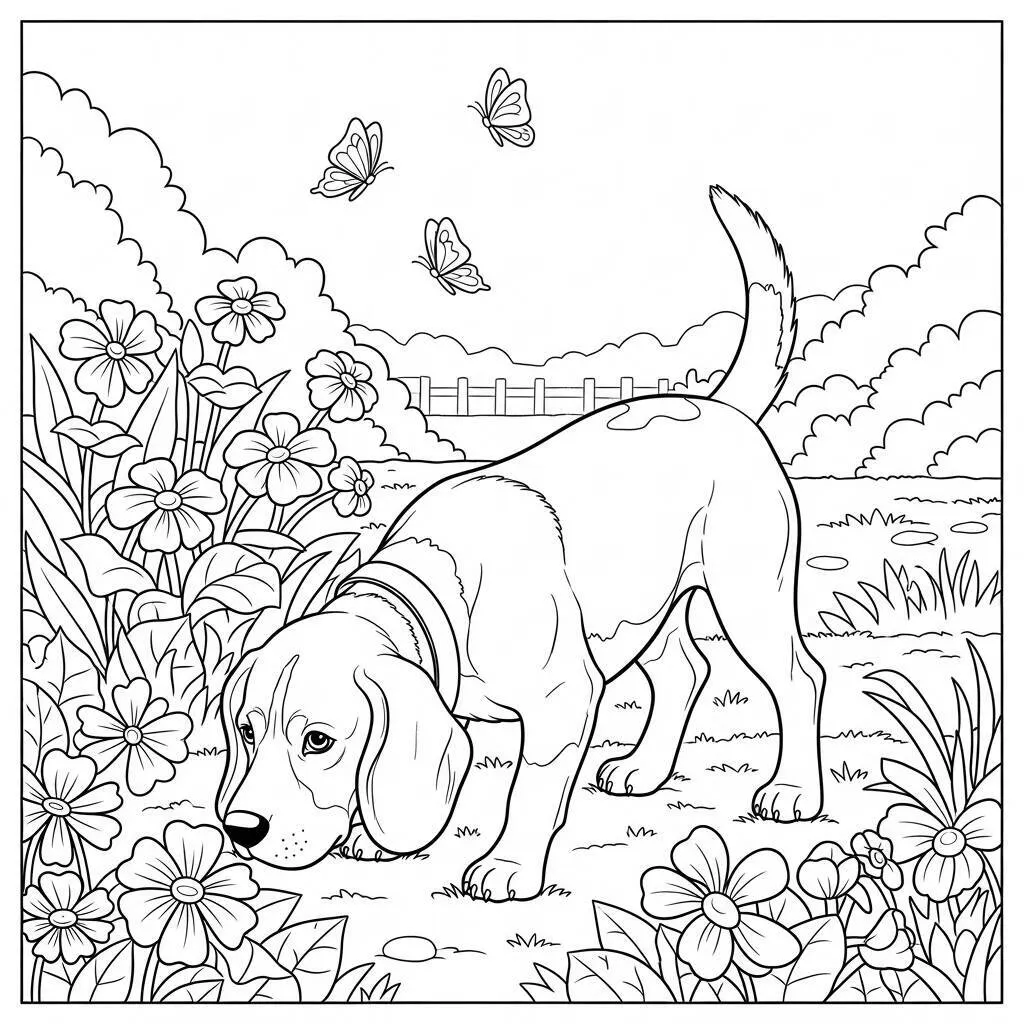 Desenho de Beagle para Colorir