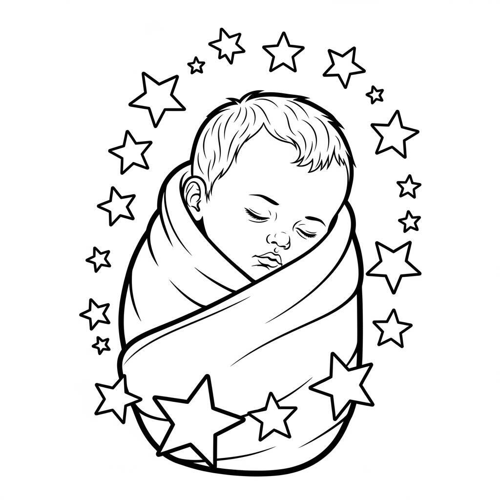 Desenho de Bebê Dormindo para Colorir