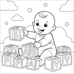 Baby Drawing with Letters of the Alphabet to Color
