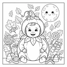 Baby and Halloween Coloring Pages