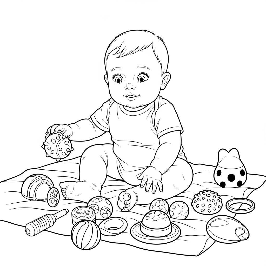 Coloriage Bébé et les sens