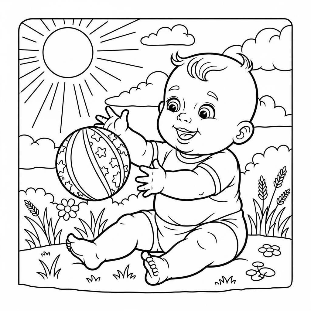 Coloriage Bébé par une journée ensoleillée