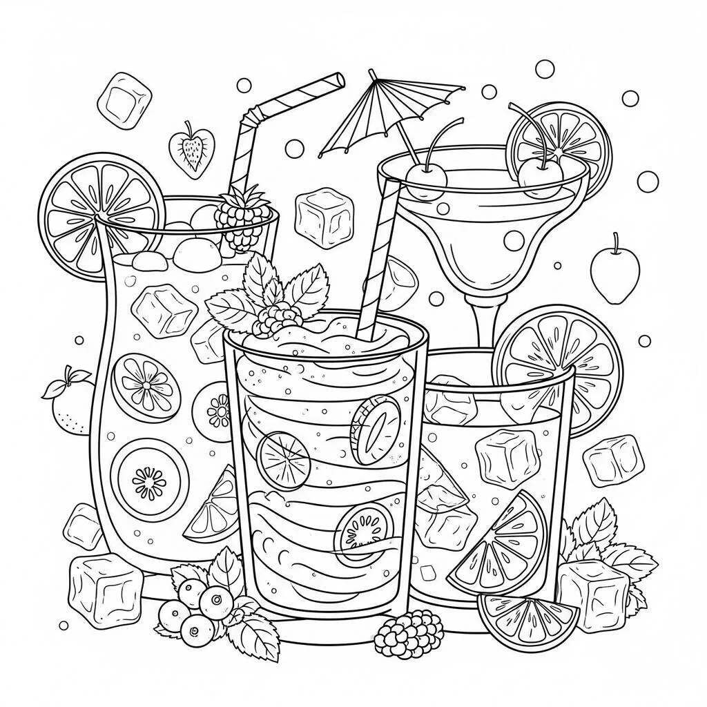Desenho de Bebidas para Colorir