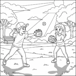 Desenho de Beisebol e Amizade para Colorir