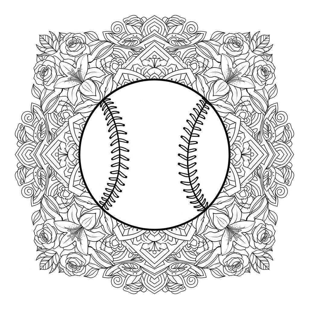 Desenho de Beisebol para Adultos para Colorir