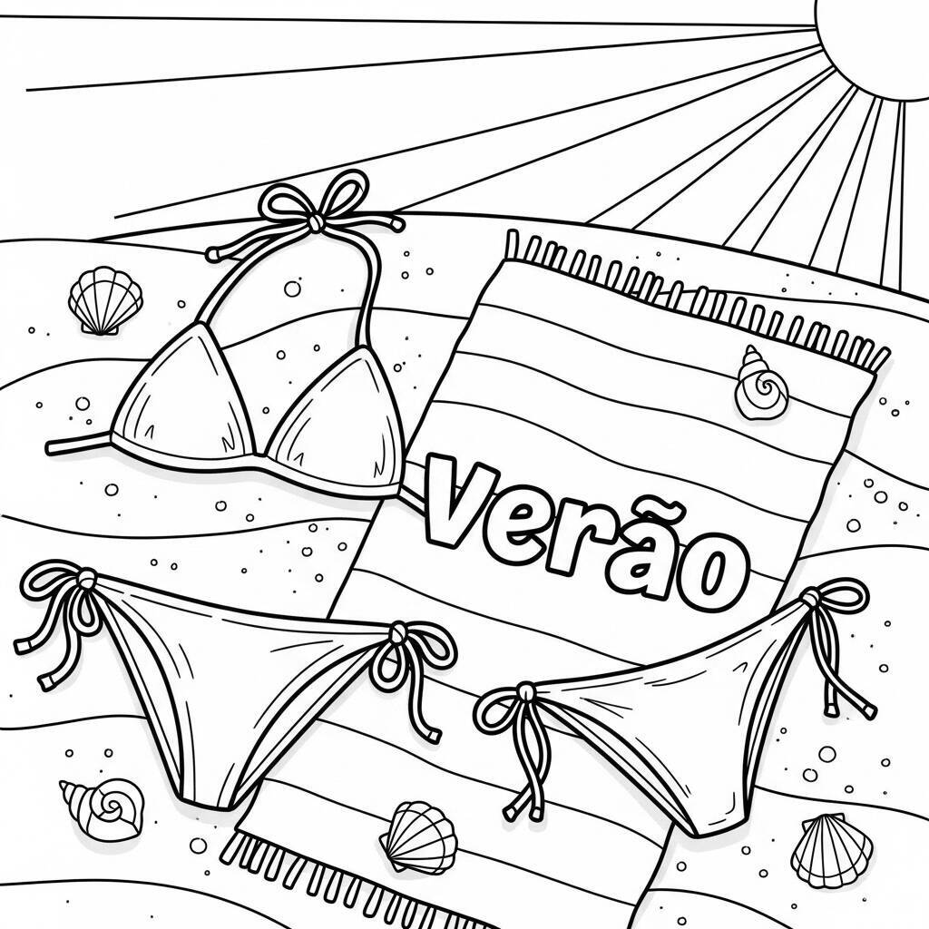 Coloriage bikini et serviette