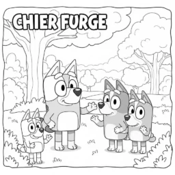 Desenho de Bluey e Bingo Brincando no Parque para Colorir