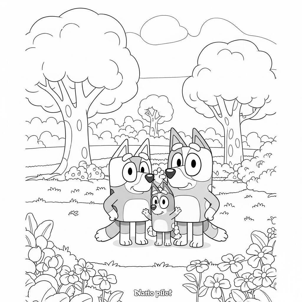 Bluey und Bingo Malseite