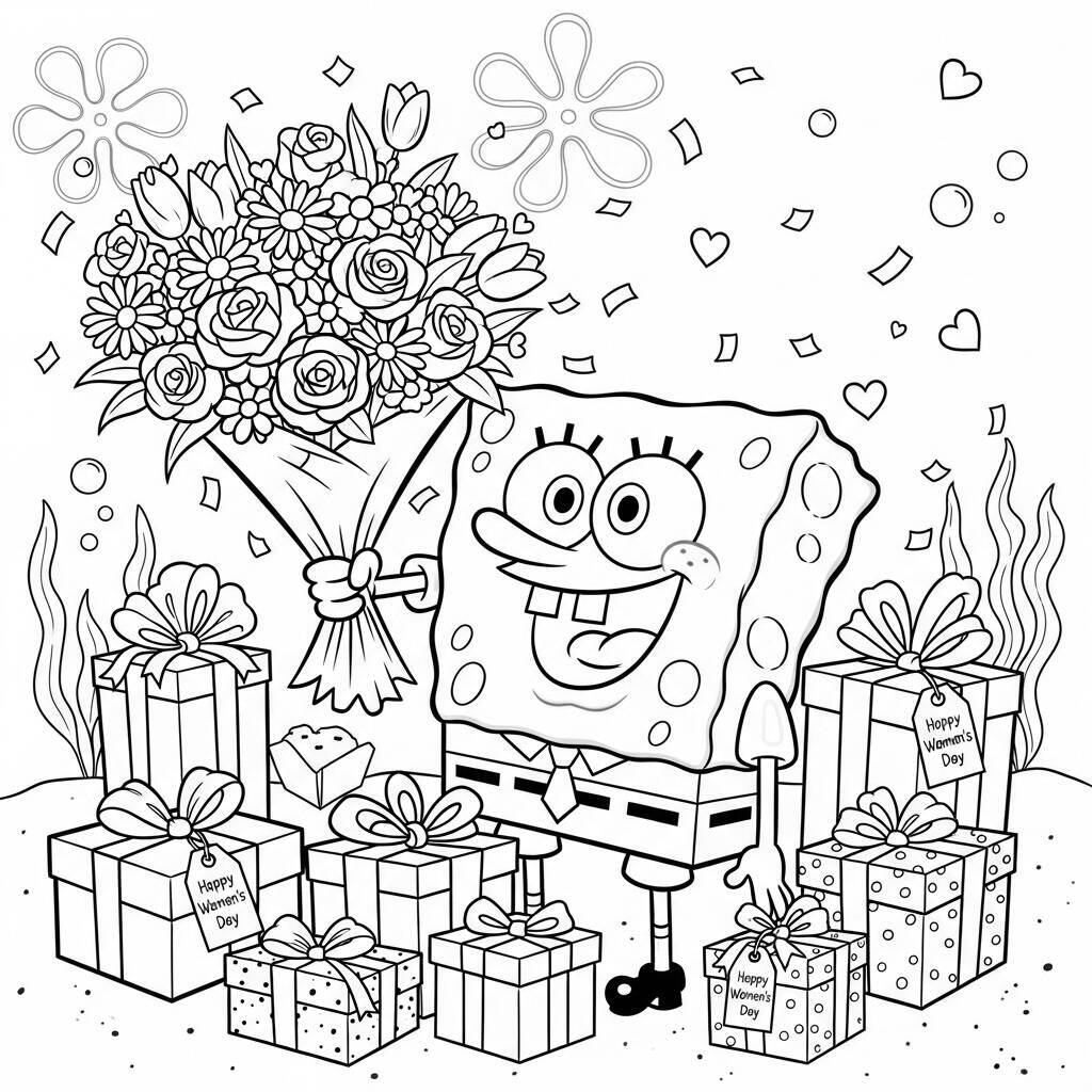 SpongeBob e la Giornata internazionale della donna da colorare