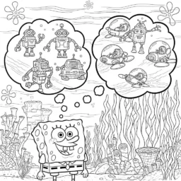 Desenho de Bob Esponja e o Dia do Futuro para Colorir