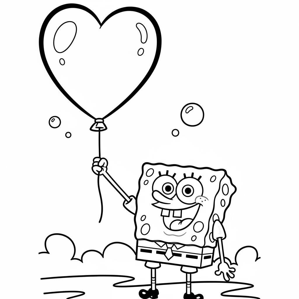 SpongeBob e la pagina da colorare di San Valentino