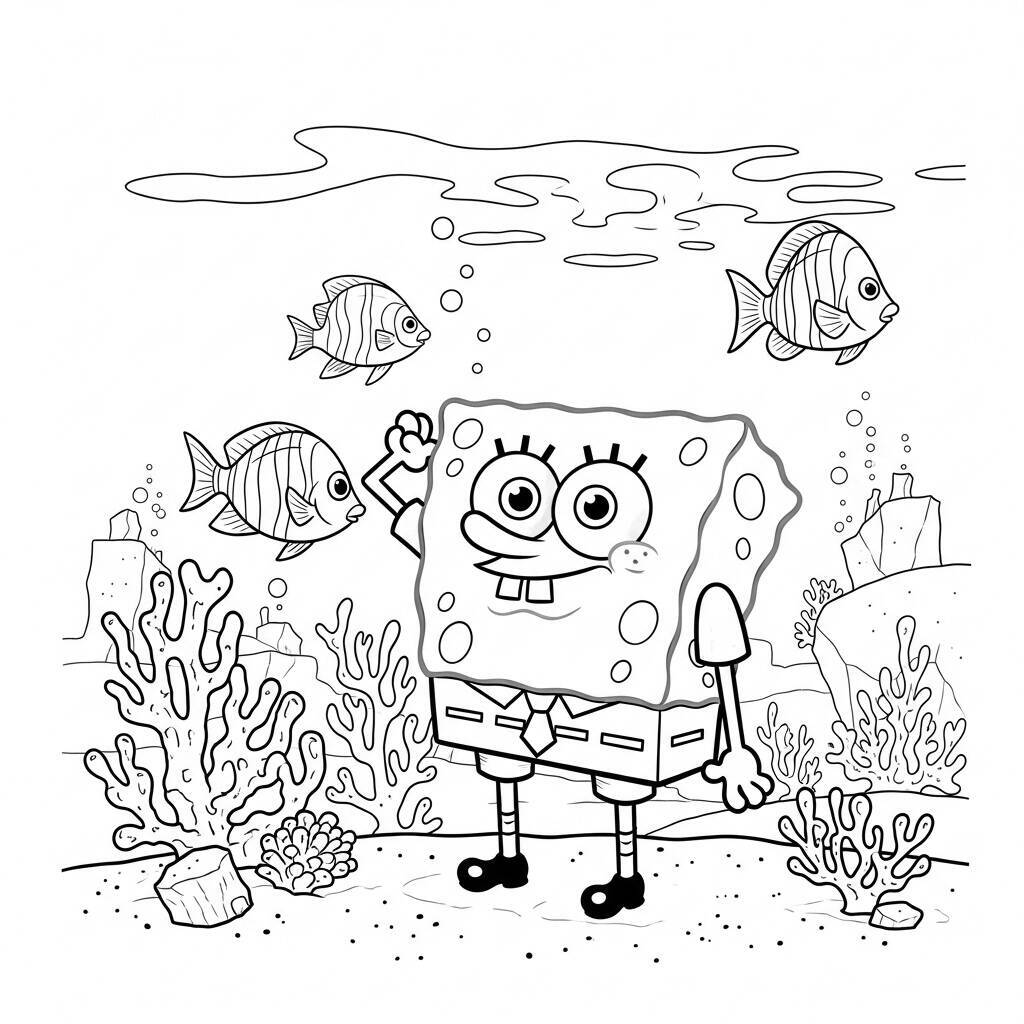 SpongeBob e il fondo del mare da colorare