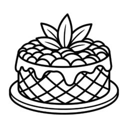 Desenho de Bolo de Abacaxi para Colorir