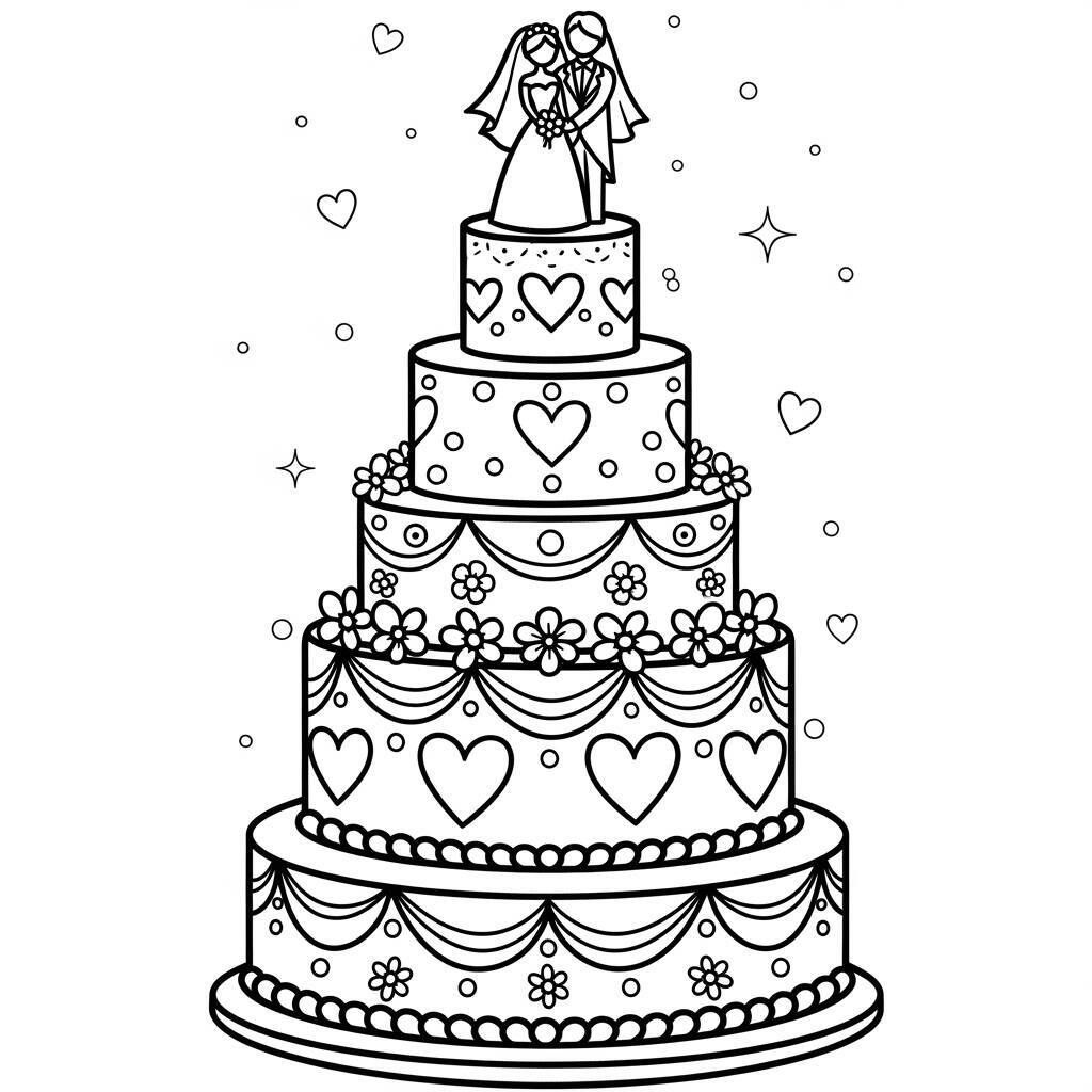 Malvorlage Hochzeitstorte
