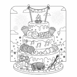 Desenho de Bolo de Festa Junina para Colorir