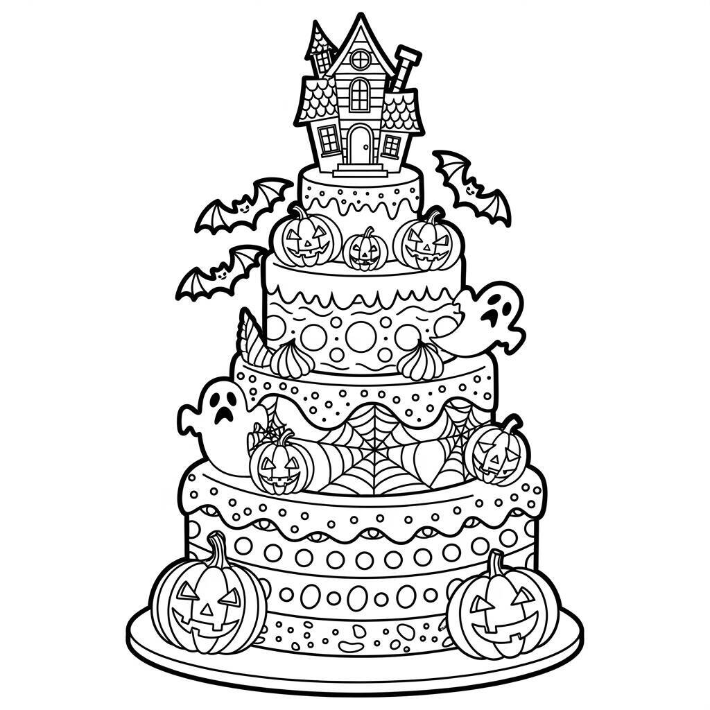 Halloween-Kuchen-Malseite