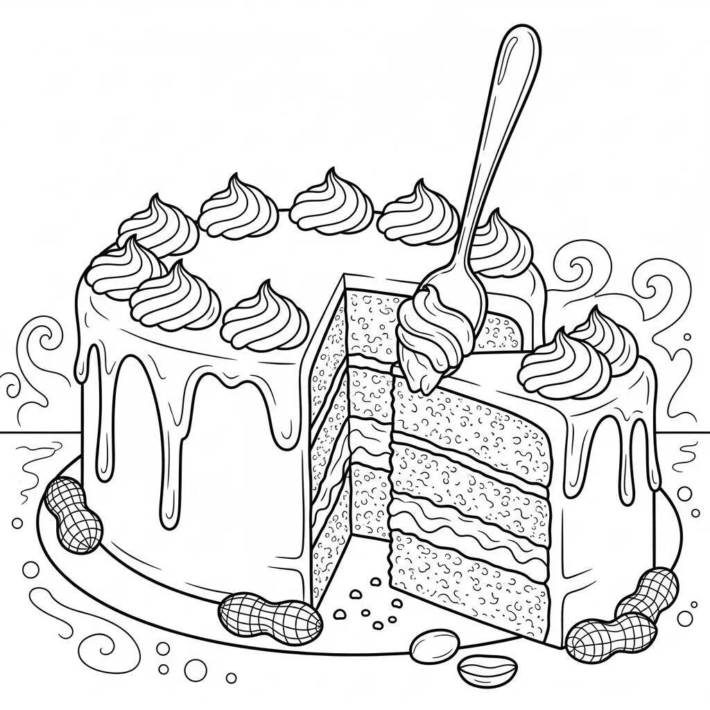 Desenho de Bolo de Manteiga de Amendoim para Colorir