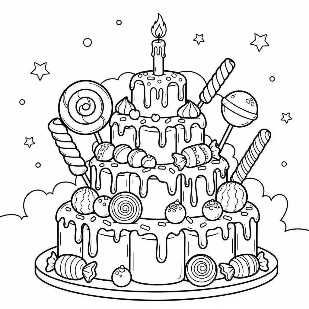 Desenho-de-Bolo-de-Marshmallow-para-Colorir Pastel De Malvavisco Página Para Colorear