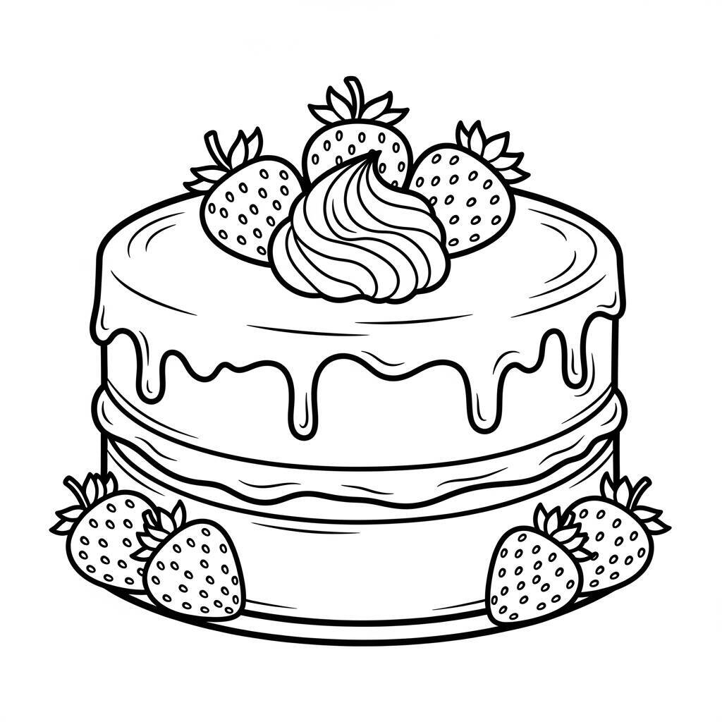 Malvorlage Erdbeerkuchen