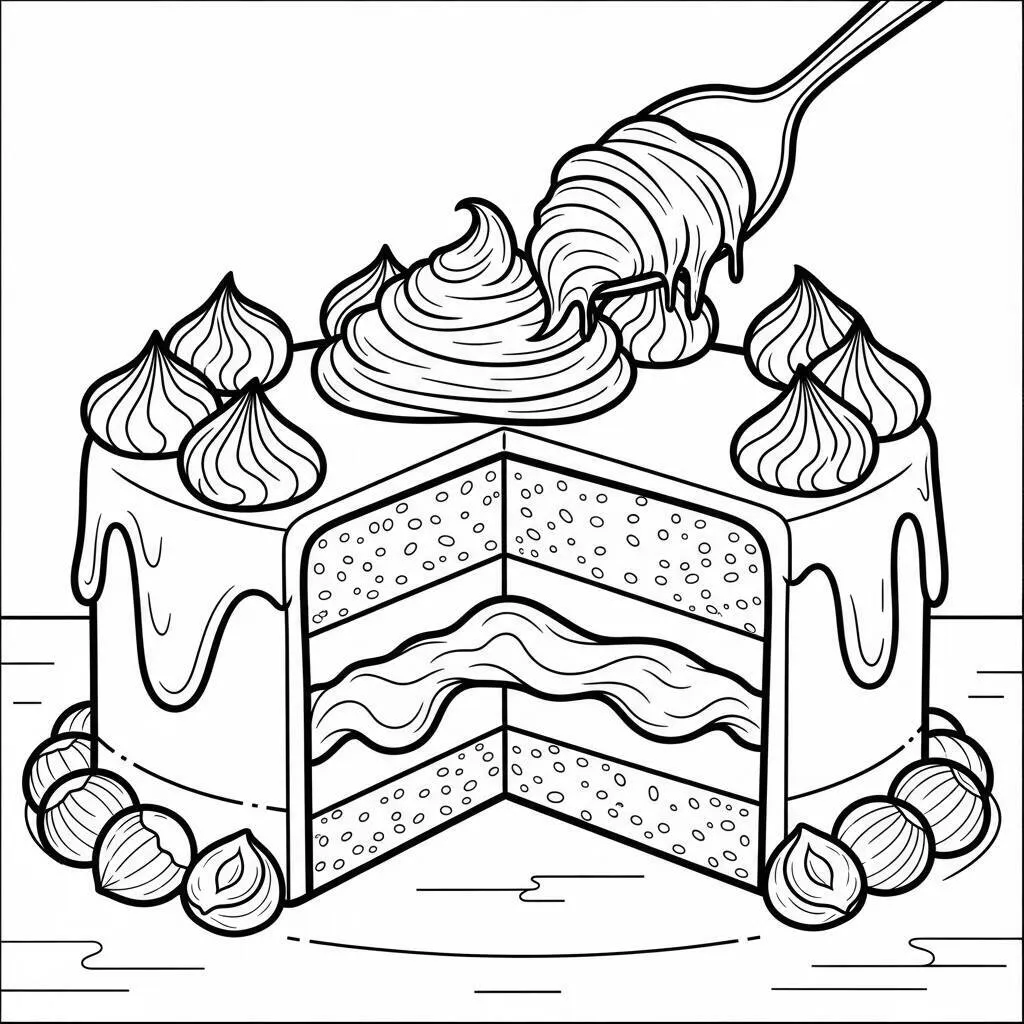 Desenho-de-Bolo-de-Nutella-para-Colorir Pastel De Nutella Página Para Colorear