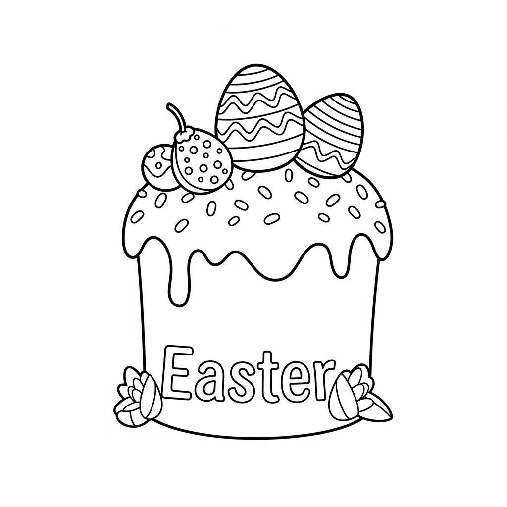 Desenho-de-Bolo-de-Pascoa-para-Colorir Desenho de Bolo de Páscoa para Colorir