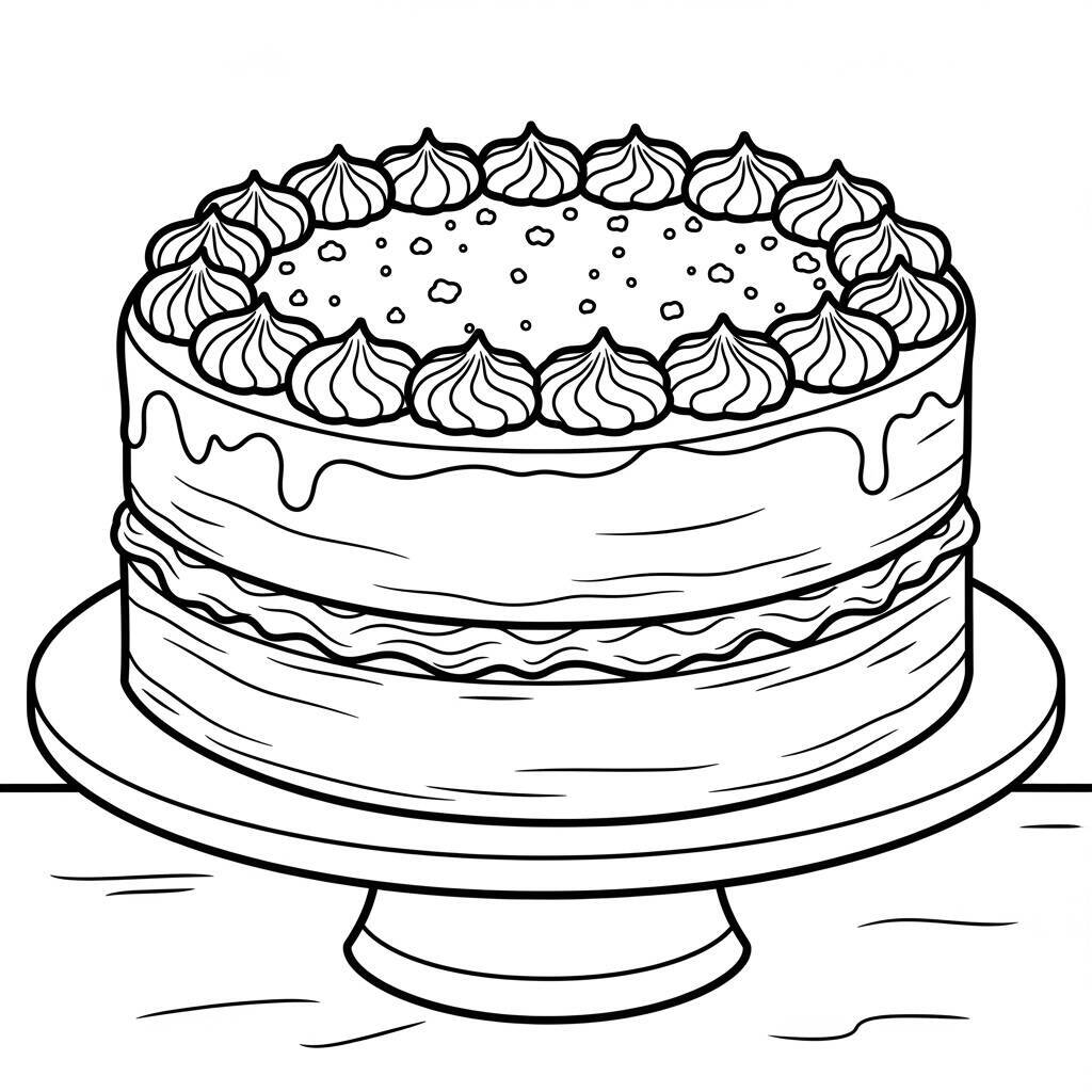 Malvorlage „Roter Samtkuchen“.